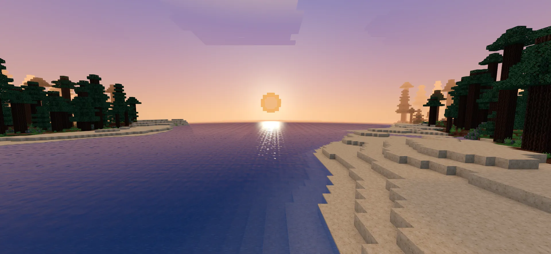 A sandy beach at sunset