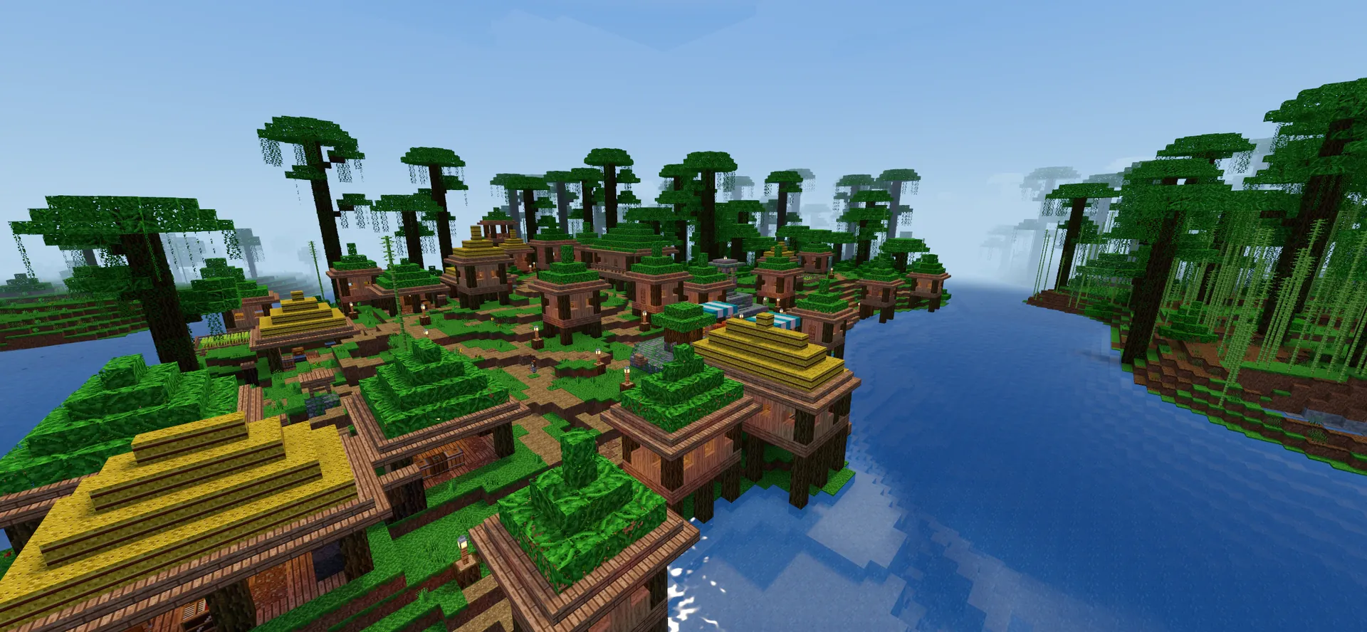 A jungle village of stilt houses
