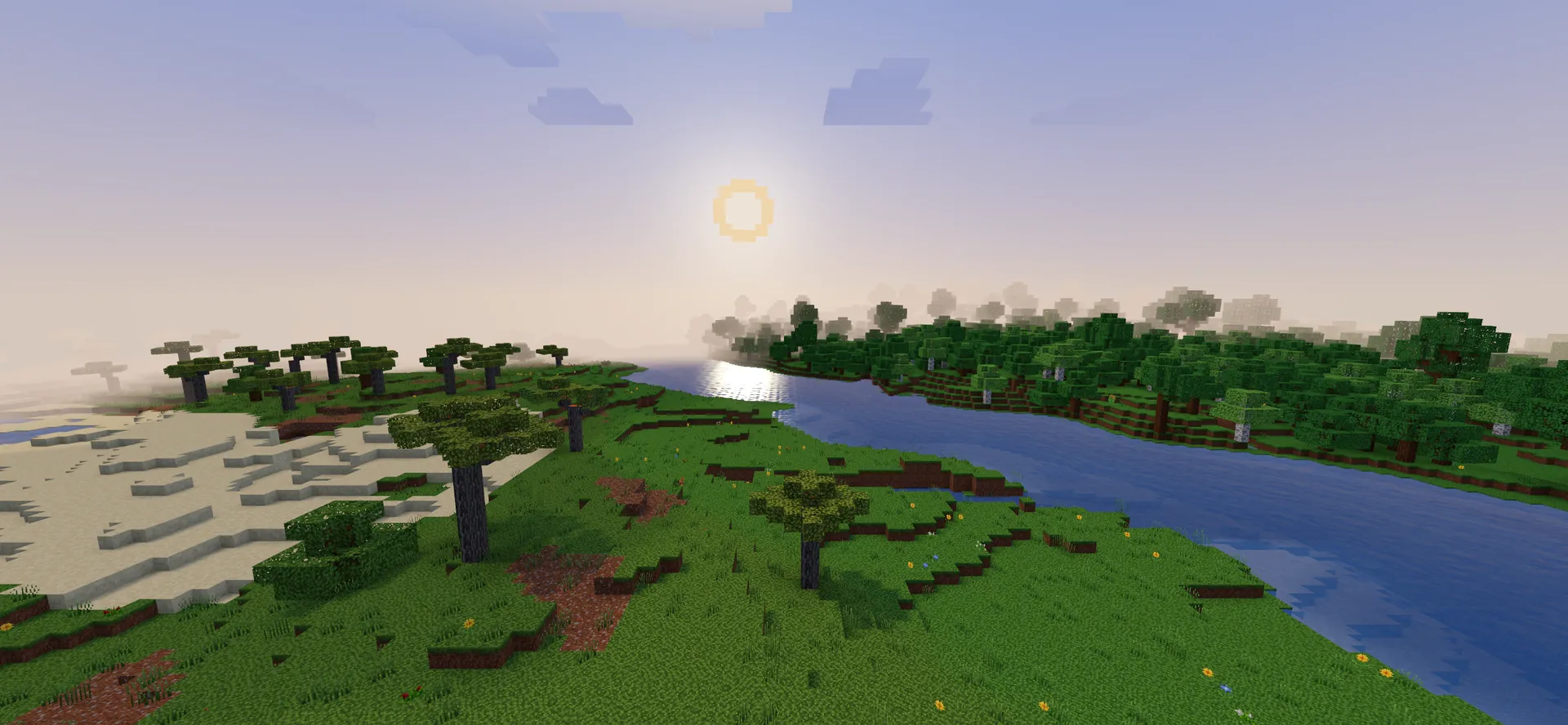 A savanna of acacia trees and tall grass
