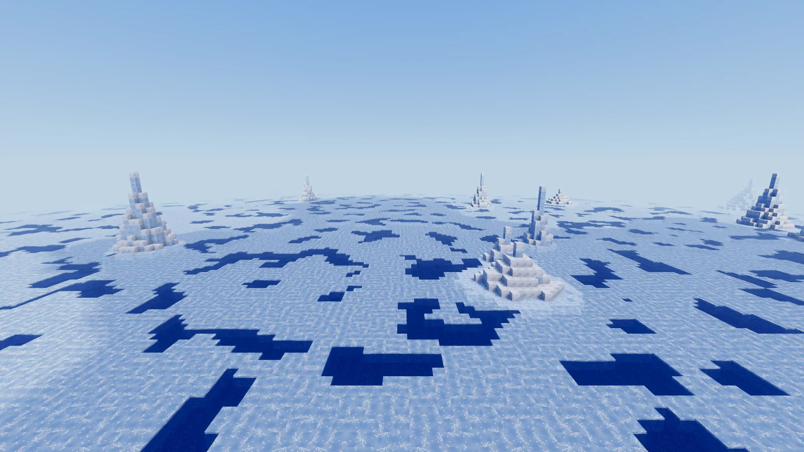 Icebergs on a frozen ocean