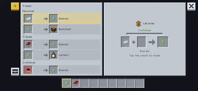 Trading with a villager on a phone