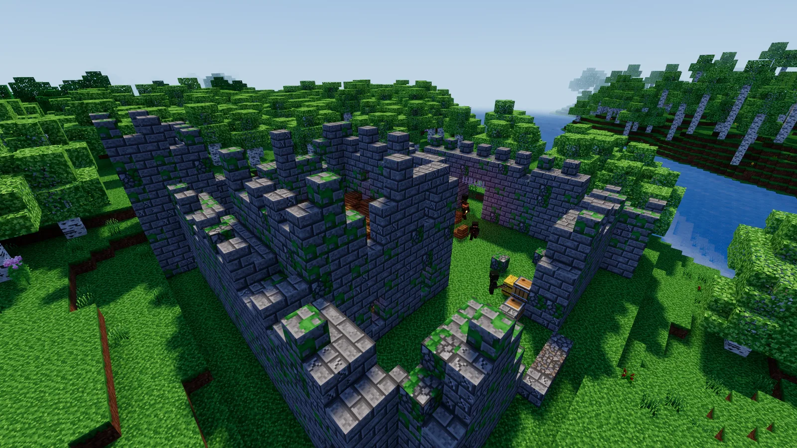 A ruined castle with broken walls