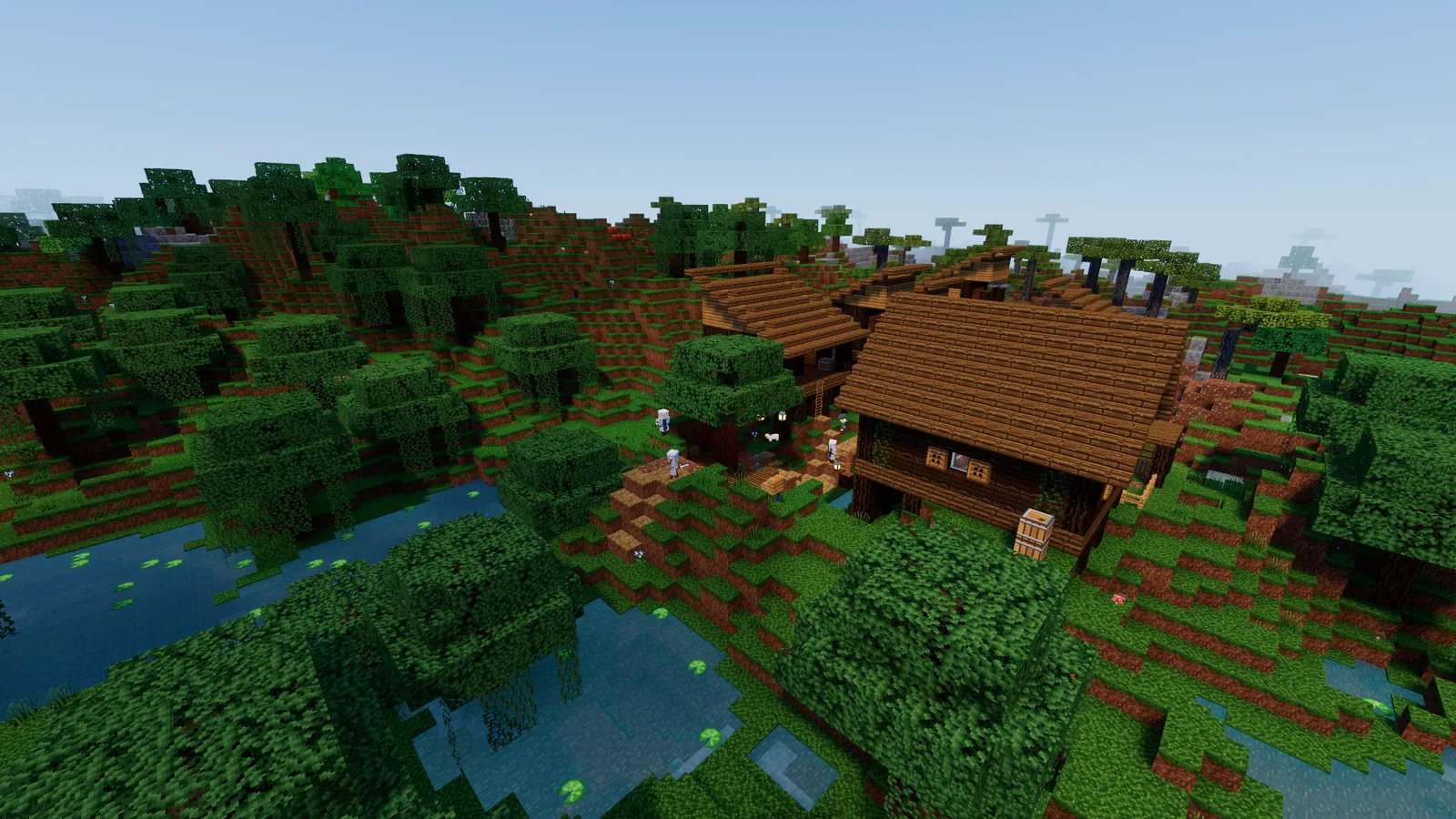 A swamp village on piles over the water